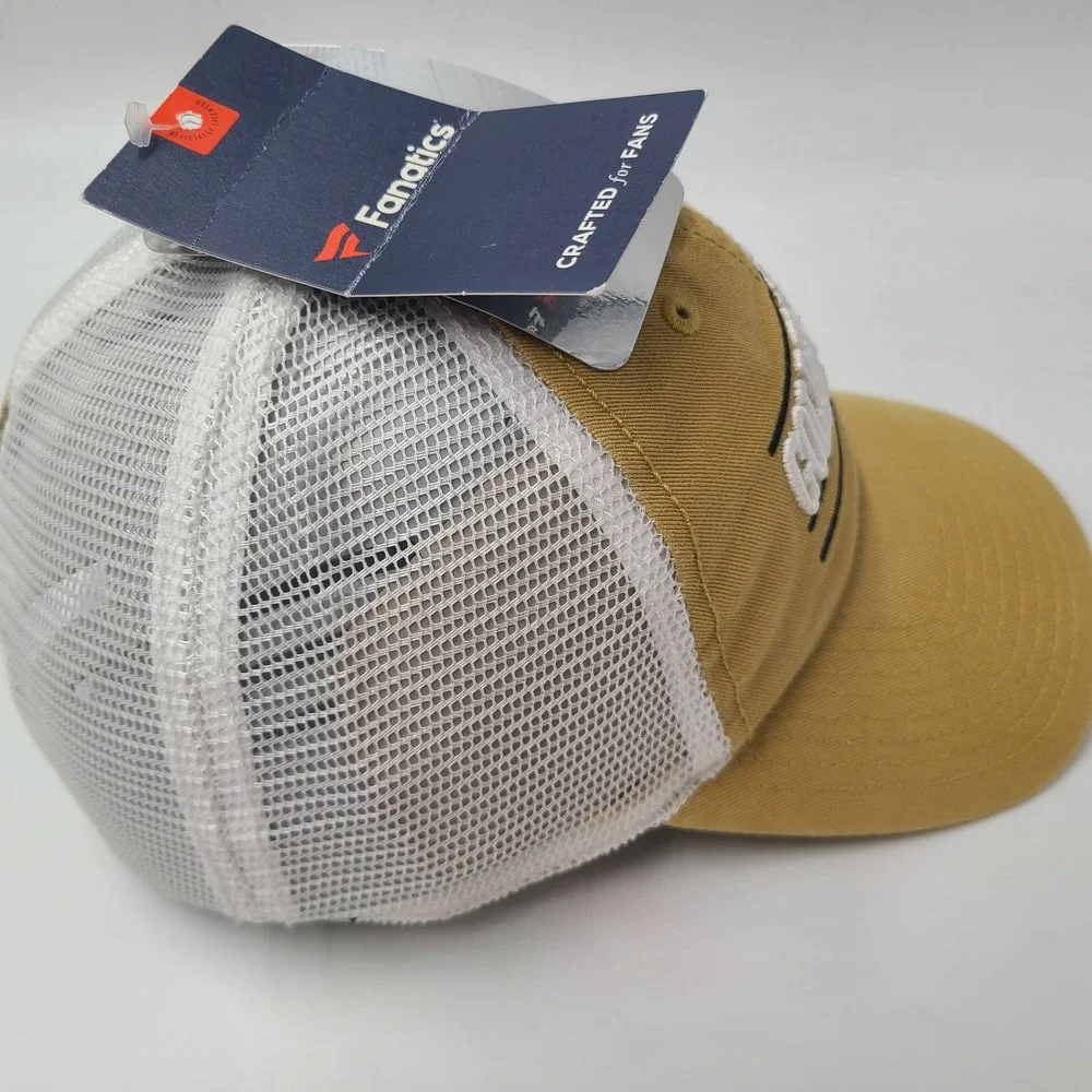 Vegas Golden Knights Hat Snapback Trucker Mesh Fanatics Gold White NHL Split Bar
